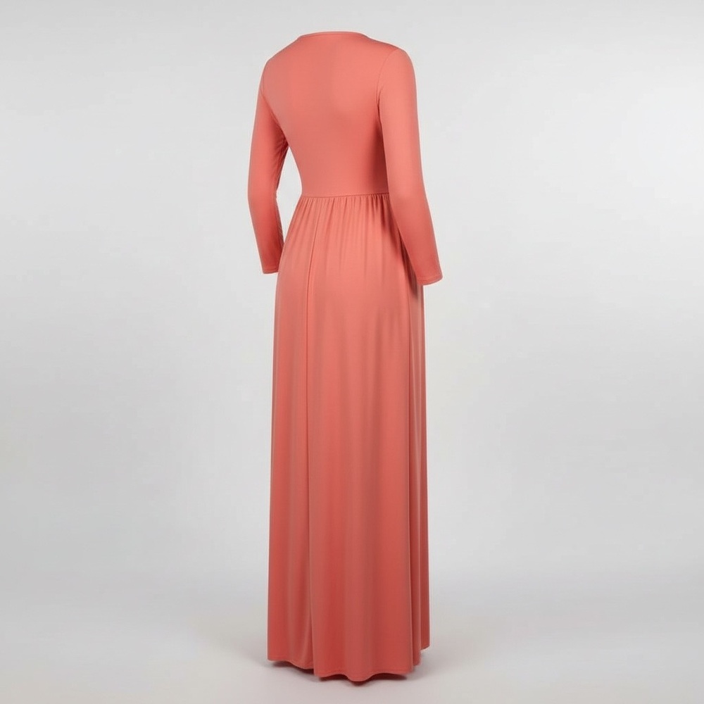 Mother Bee Maternity Coral Maxi Dress - Picture 2 of 9